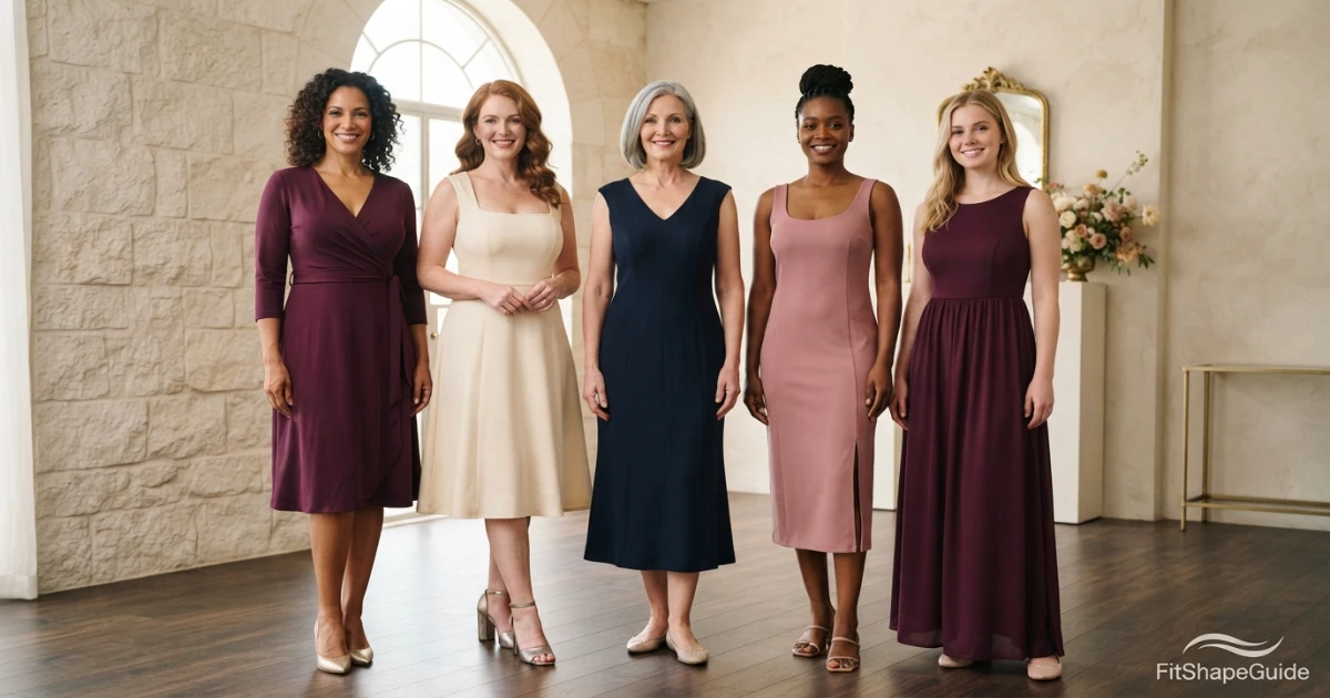 Wrap, fit-and-flare, princess-seam, midi and maxi dresses for a large bust with short legs