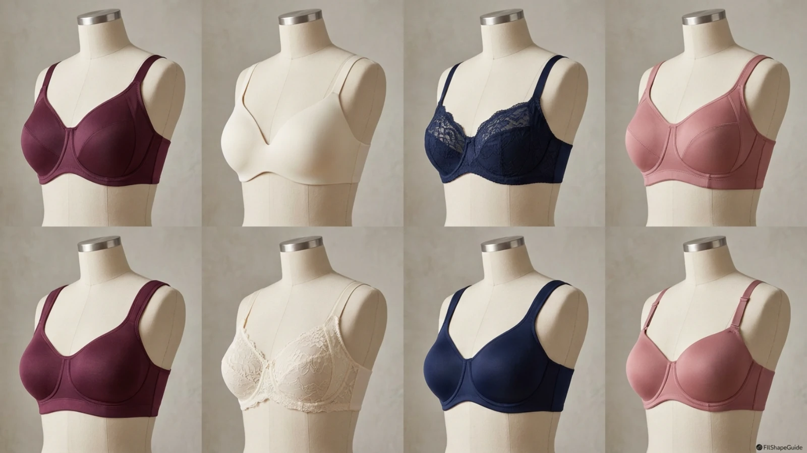 Eight everyday bra styles for a large bust including full-cup, spacer, wireless and side-support bras