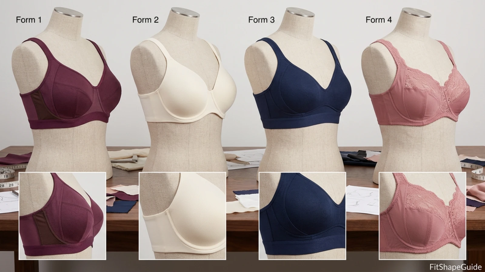 Everyday bra cup depth, side support, stable band and spacer construction for a large bust