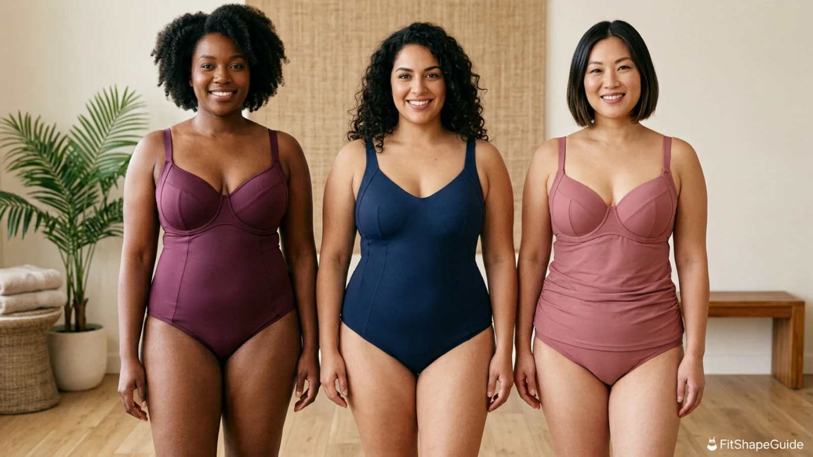 Plus-size swimsuit cup, band, side support and torso fit for a large bust