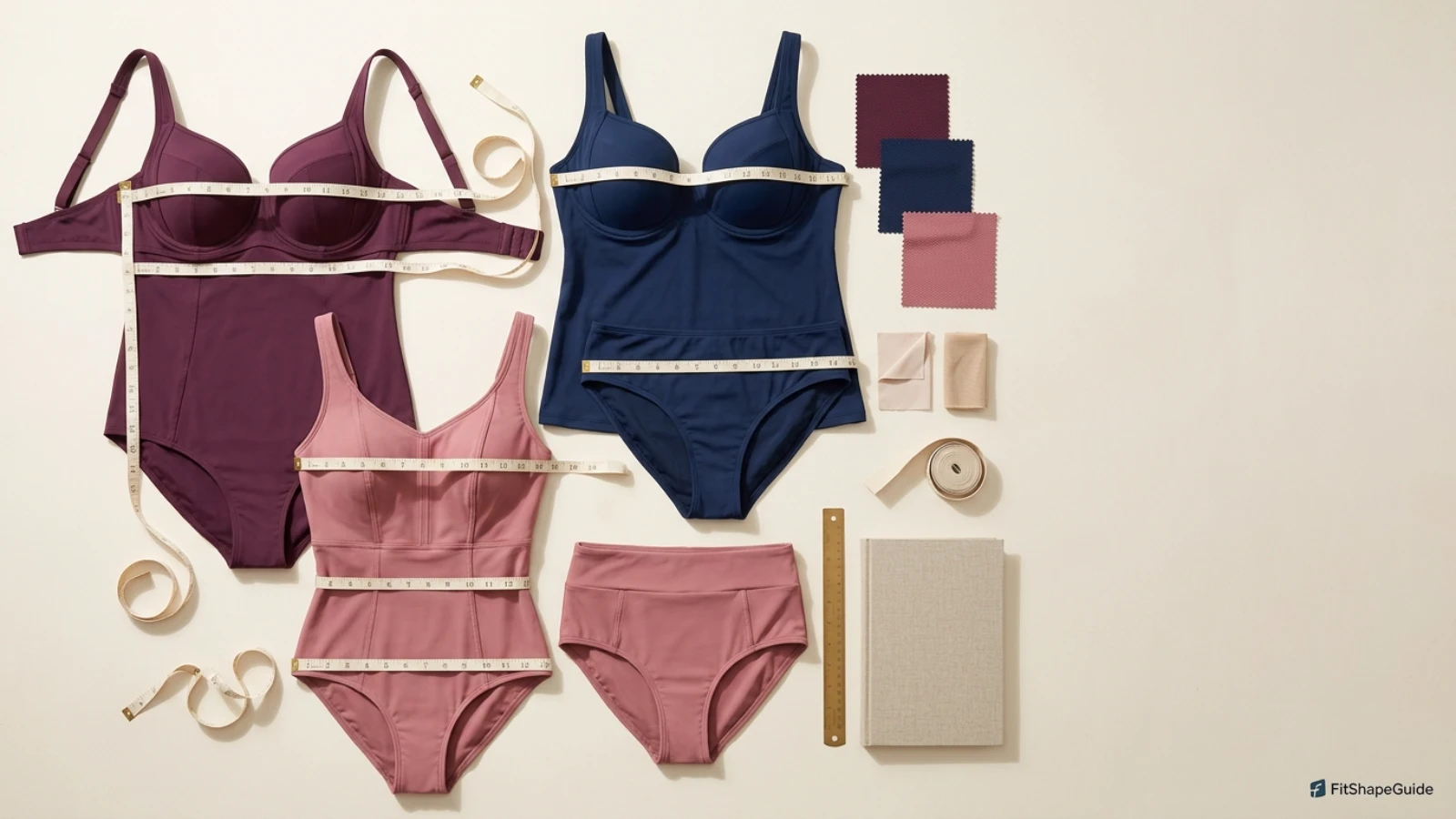 Plus-size swimsuit shopping check with bust, torso, waist, hip and strap measurements