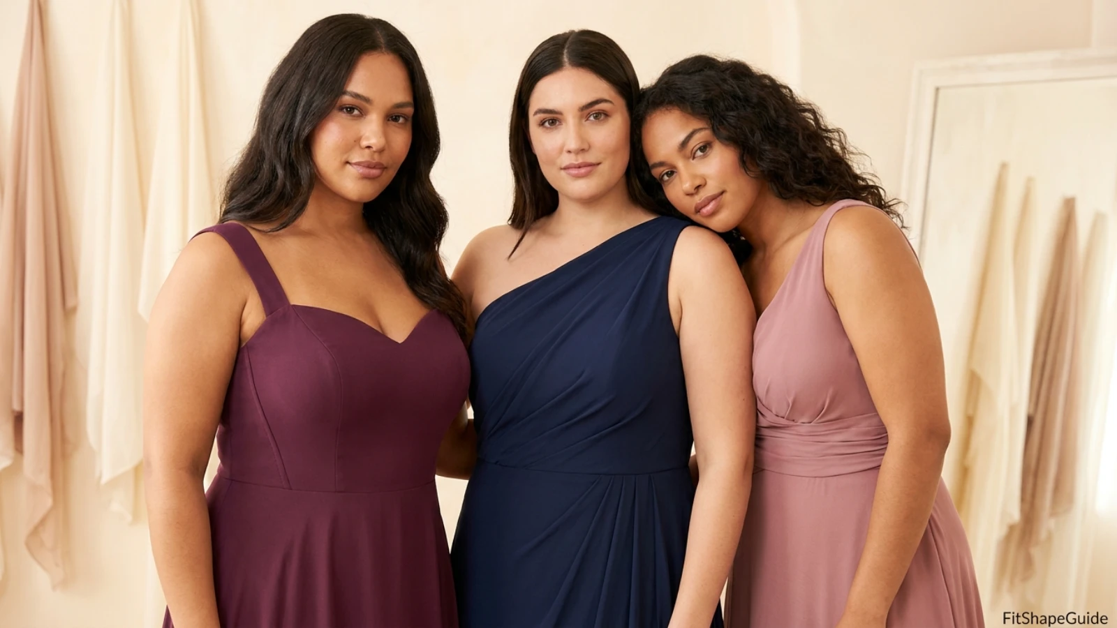 Red carpet-inspired sculpted bodices and draping designed for a large bust