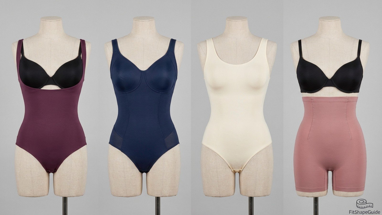 Open-bust, integrated-support and high-waist shapewear construction for a fuller bust