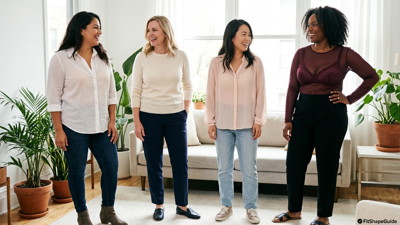 Fuller-bust bras tested under white shirts, fine knits and intentionally sheer tops